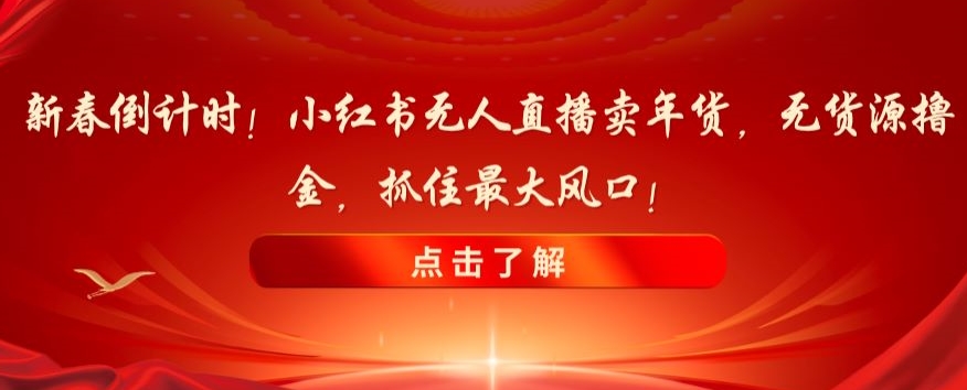 新春倒计时！小红书无人直播卖年货，无货源撸金，抓住最大风口【揭秘】-副业网