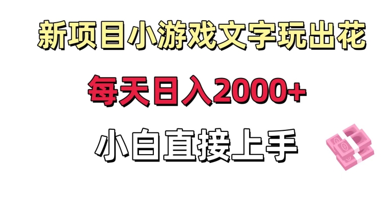 新项目小游戏文字玩出花日入2000+，每天只需一小时，小白直接上手-副业网