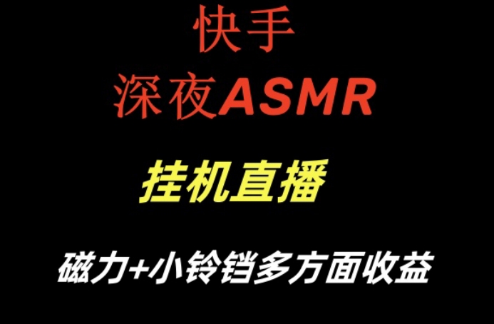 快手深夜性感ASMR挂机直播，磁力+小铃铛收益（附带工具和5G素材）-副业网