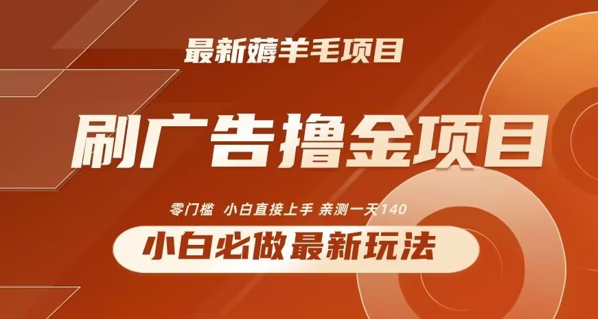 2024最新小白必撸项目，刷广告撸金最新玩法，亲测一天140-副业网