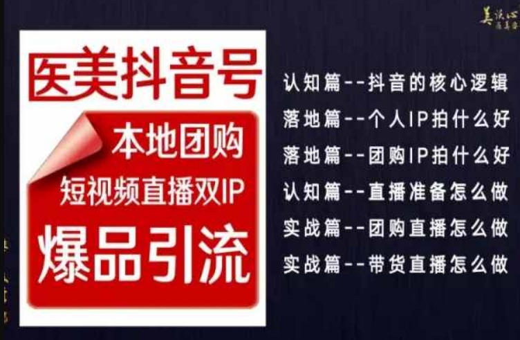 2024医美如何做抖音，医美抖音号本地团购，短视频直播双IP，爆品引流-副业网
