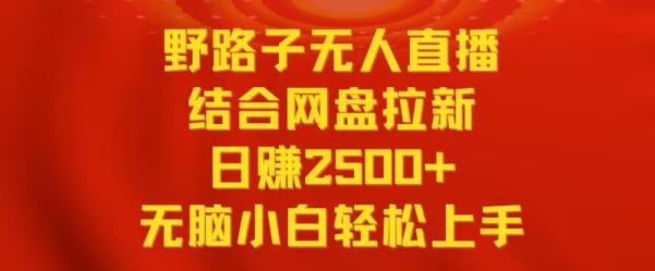 野路子无人直播结合网盘拉新，日赚2500+，小白无脑轻松上手-副业网