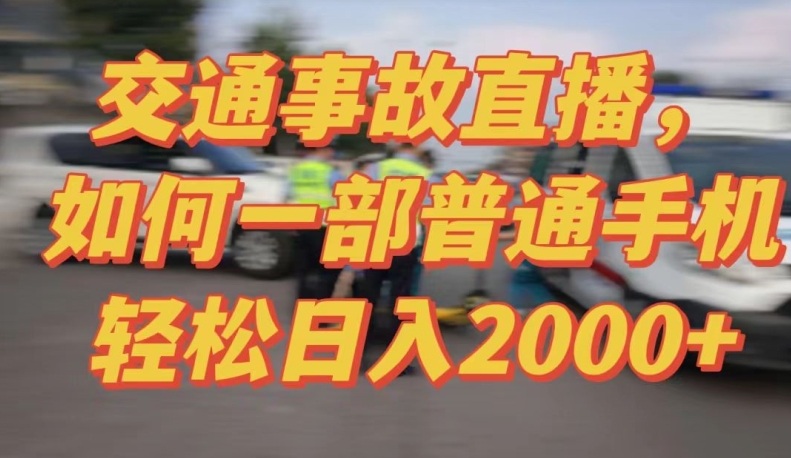 2024最新玩法半无人交通事故直播，实战式教学，轻松日入2000＋，人人都可做-副业网