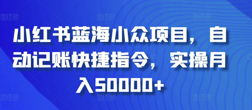 小红书蓝海小众项目，自动记账快捷指令，实操月入50000+-副业网