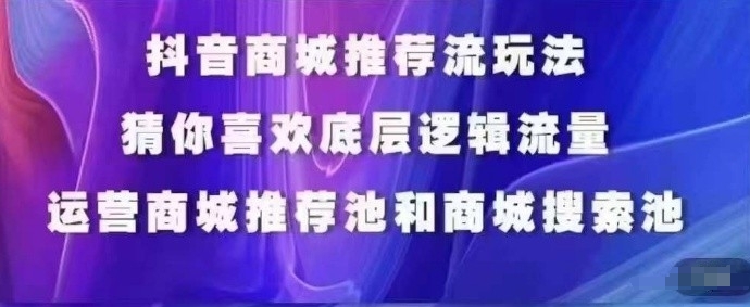 抖音商城运营课程，猜你喜欢入池商城搜索商城推荐人群标签覆盖-副业网