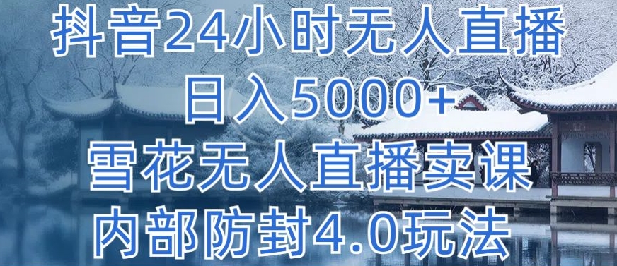 抖音24小时无人直播 日入5000+，雪花无人直播卖课，内部防封4.0玩法-副业网