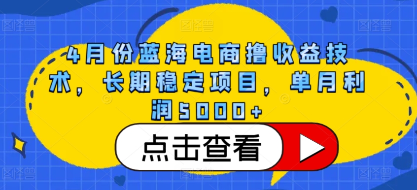 4月份蓝海电商撸收益技术，长期稳定项目，单月利润5000+-副业库