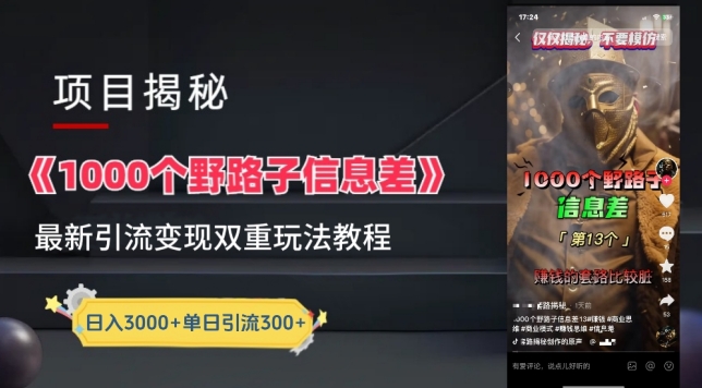 一千个野路子信息差最新玩法教程-变现+引流的玩法具体拆解-副业网