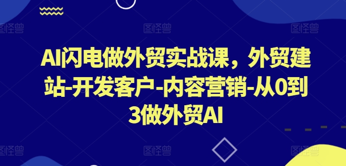 AI闪电做外贸实战课，​外贸建站-开发客户-内容营销-从0到3做外贸AI-副业网