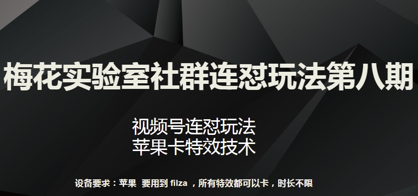 梅花实验室社群连怼玩法第八期，视频号连怼玩法 苹果卡特效技术-副业库