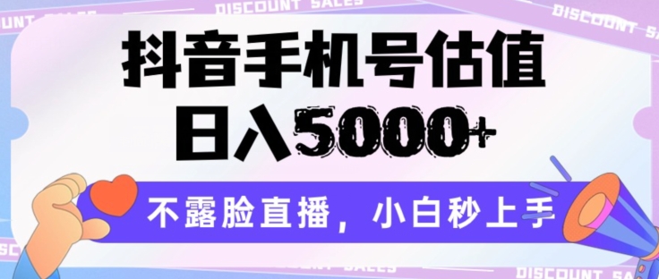 抖音手机号估值，日入5000+，不露脸直播，小白秒上手-副业库
