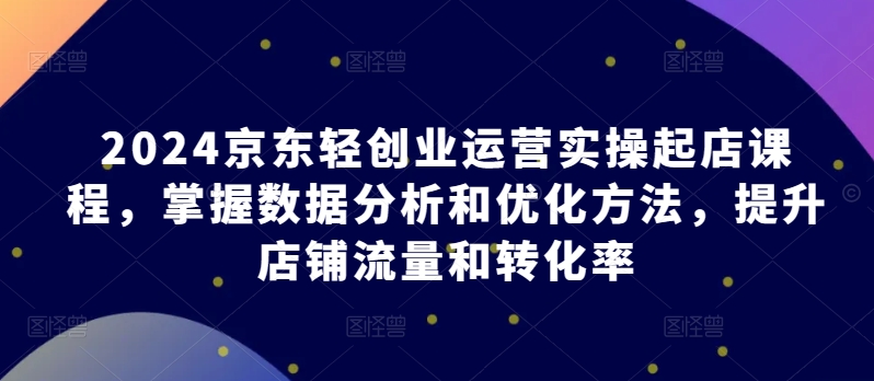 2024京东轻创业运营实操起店课程，掌握数据分析和优化方法，提升店铺流量和转化率-副业库