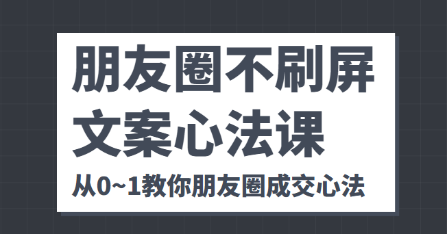 朋友圈不刷屏文案心法课 人人都要懂的商业逻辑 从0~1教你朋友圈成交心法-副业网