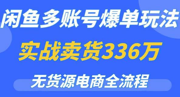 闲鱼多账号爆单玩法，无货源电商全流程，超简单的0门槛变现项目【揭秘】-副业网