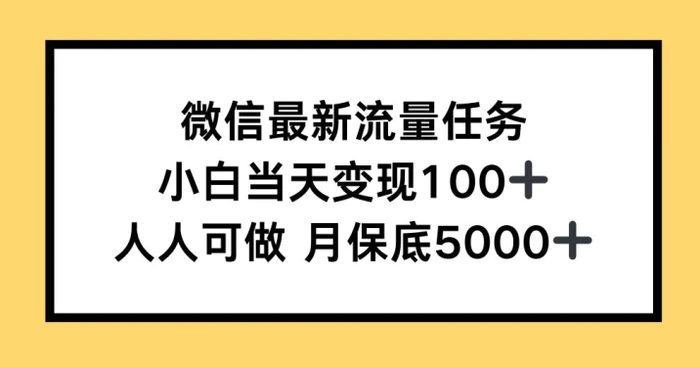 微信最新流量任务，小白当天变现100+，人人可做-副业网