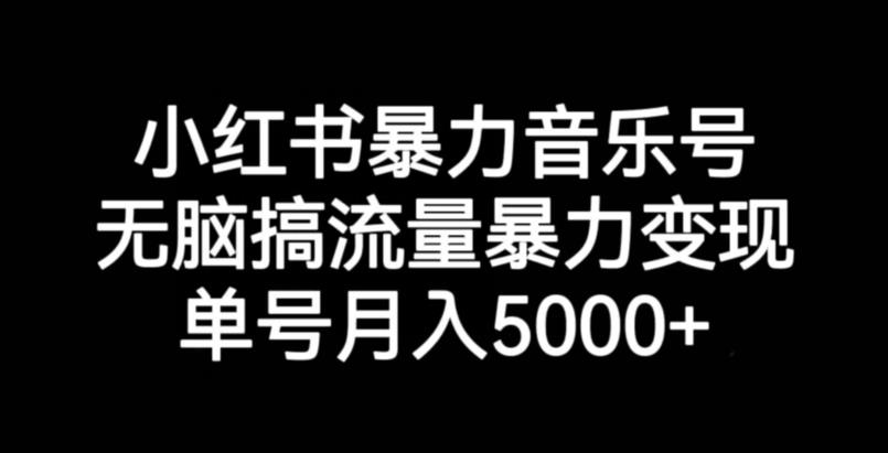 小红书暴力音乐号，无脑搞流量暴力变现，单号月入5000+-副业网