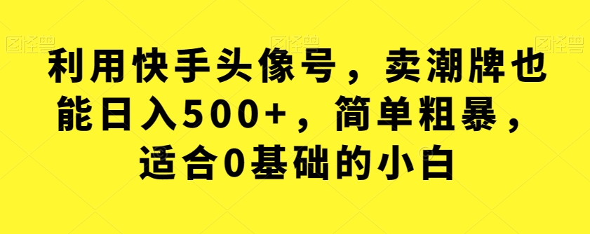 利用快手头像号，卖潮牌也能日入500+，简单粗暴，适合0基础的小白【揭秘】-副业网
