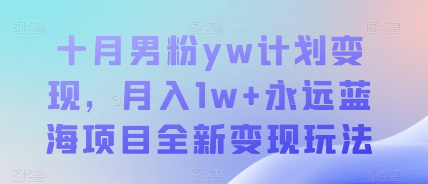十月男粉yw计划变现，月入1w+永远蓝海项目全新变现玩法【揭秘】-副业网