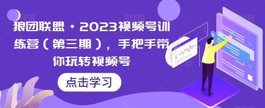 狼团联盟·2023视频号训练营（第三期），手把手带你玩转视频号-副业网