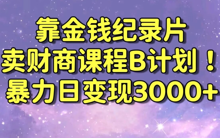 财经纪录片联合财商课程的变现策略，暴力日变现3000+，喂饭级别教学-副业网
