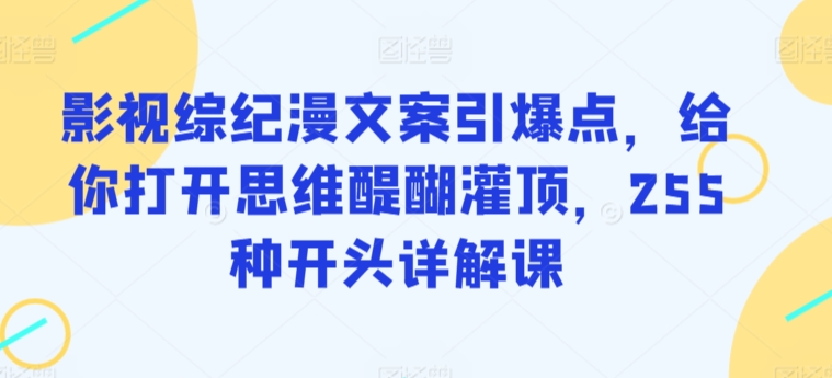 影视综纪漫文案引爆点，给你打开思维醍醐灌顶，255种开头详解课-副业网