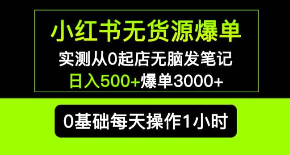 小红书无货源爆单实测从0起店无脑发笔记爆单3000+长期项目可多店-副业库