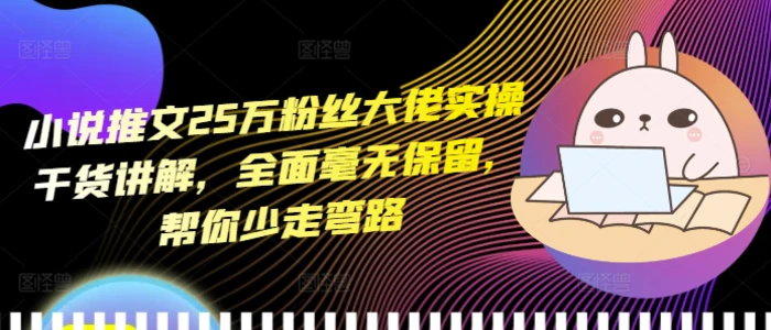 小说推文25万粉丝大佬实操干货讲解，全面毫无保留，帮你少走弯路-副业网