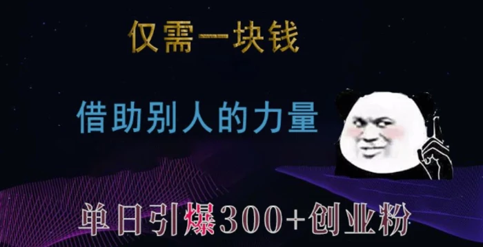 仅需一块钱，借助别人的力量，单日引爆300+创业粉、兼职粉-副业网