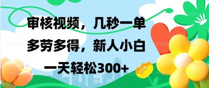 （13719期）视频审核，新手可做，多劳多得，新人小白一天轻松300+-副业网