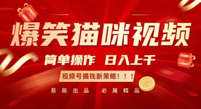 爆笑猫咪视频：简单操作，日入过K，视频号搞钱新策略-副业网