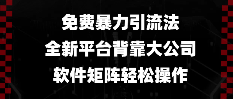 （13745期）免费暴力引流法，全新平台，背靠大公司，软件矩阵轻松操作-副业网
