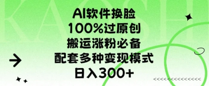 AI软件换L，100%过原创，搬运涨粉必备，配套多种变现模式，日入300+-副业网