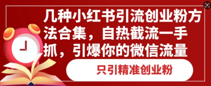 几种小红书引流创业粉方法合集，自热截流一手抓，引爆你的微信流量-副业网