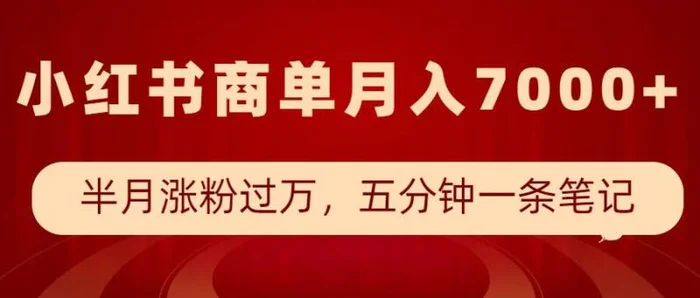 小红书商单最新玩法，半个月涨粉过万，五分钟一条笔记，月入7000+-副业网