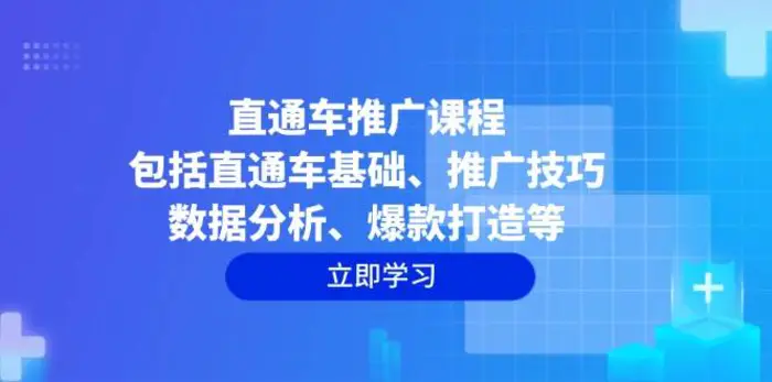 直通车推广课程：包括直通车基础、推广技巧、数据分析、爆款打造等-副业网