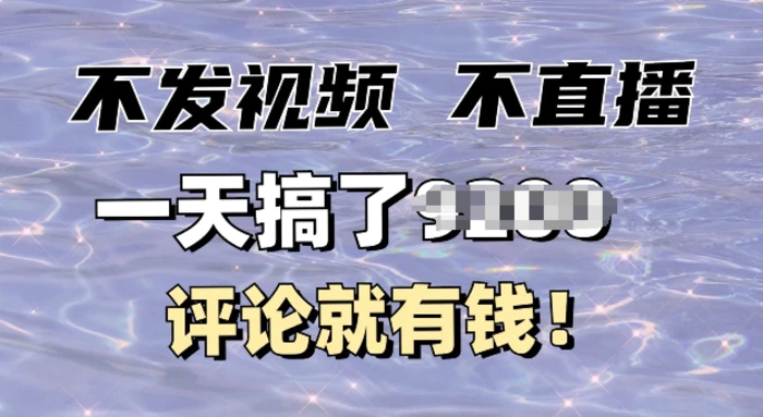 不发作品不直播，评论就有钱，一条最高10块，一天搞多张-副业网