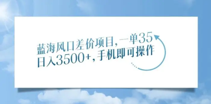 （14059期）蓝海风口差价项目，一单35，日入3500+，手机即可操作-副业网