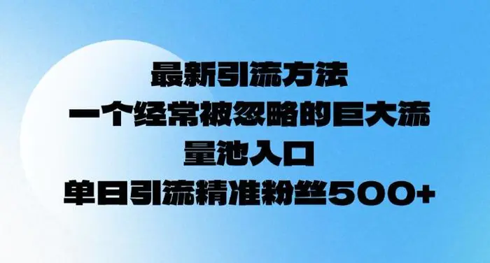 最新引流方法，一个经常被忽略的巨大流量池入口，单日精准引流粉丝500-副业库
