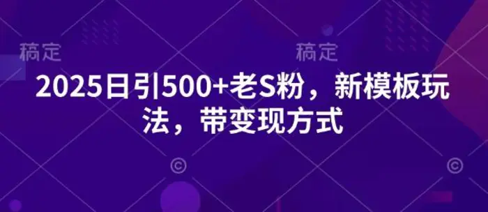 2025日引500+老S粉，新模板玩法，带变现方式-副业库