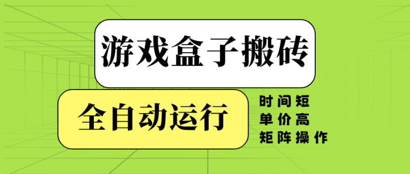 （14141期）游戏盒子全自动搬砖，时间短、单价高，矩阵操作-副业库