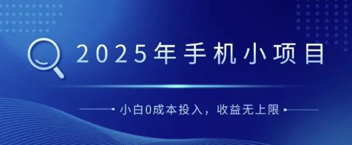 2025年手机小项目，简单易学，小白0成本投入，多劳多得-副业网