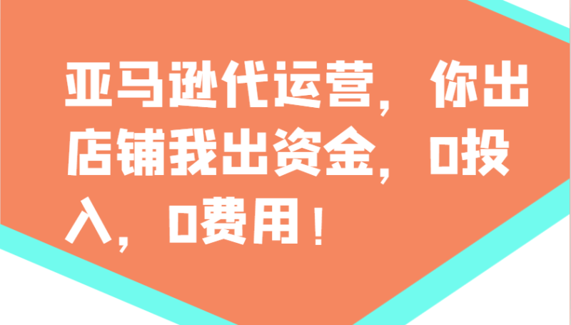 亚马逊代运营，你出店铺我出资金，0投入，0费用，无责任每天300分红，赢亏我承担-副业网