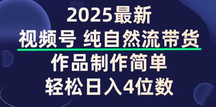 视频号纯自然流带货，作品制作简单，轻松日入4位数，保姆级教程-副业库