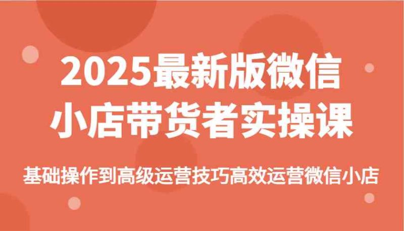 2025最新版微信小店带货者实操课，基础操作到高级运营技巧高效运营微信小店-副业网