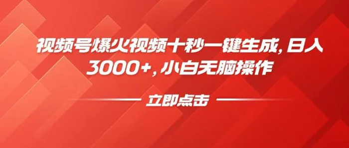 （14415期）视频号爆火视频十秒一键生成，日入3000+，小白无脑操作-副业库