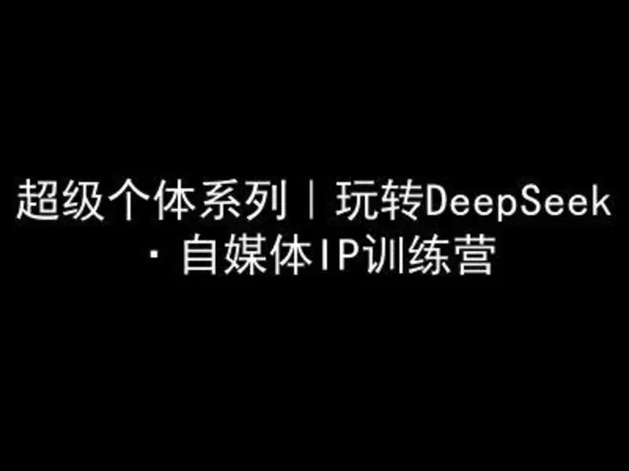 超级个体系列，玩转DeepSeek·自媒体IP训练营，deepseek教程-副业网