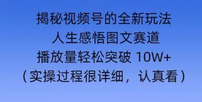Deepseek和即梦结合，做一个【人生图文感悟】的视频号-副业网