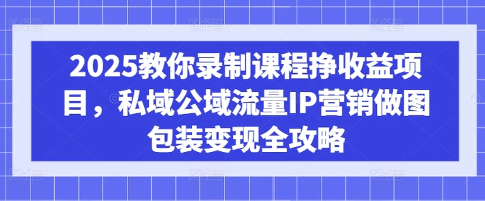 2025教你录制课程挣收益项目，私域公域流量IP营销做图包装变现全攻略-副业网