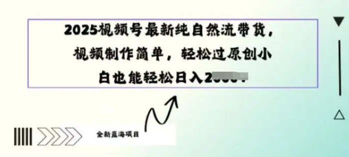 2025视频号最新纯自然流带货， 视频制作简单，轻松过原创小 白也能轻松操作-副业网