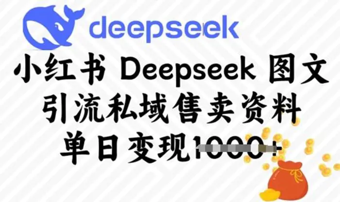 小红书Deepseek 图文引流私域售卖资料，单日变现多张-副业网